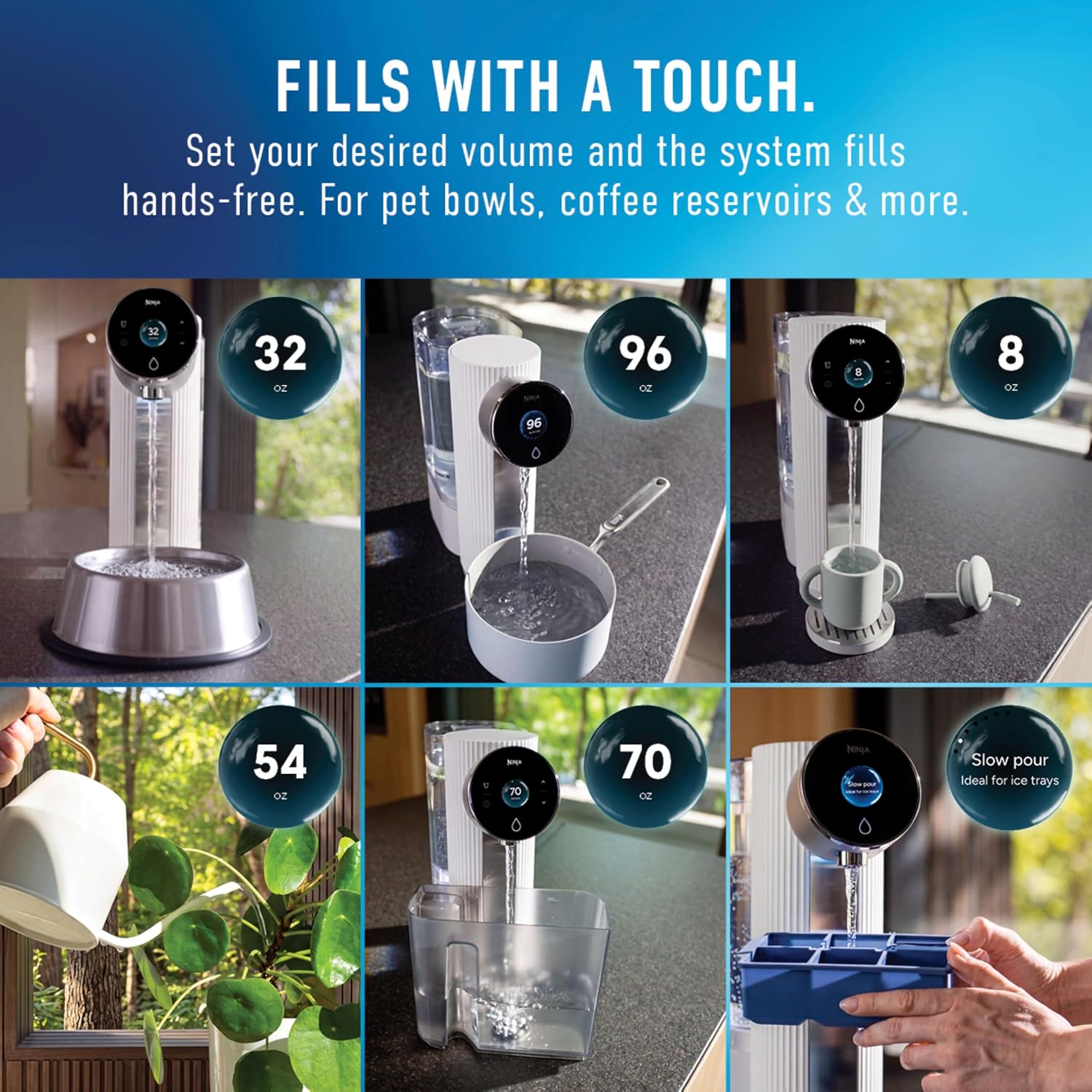 Fills with a touch — pet bowls, pots, mugs and more